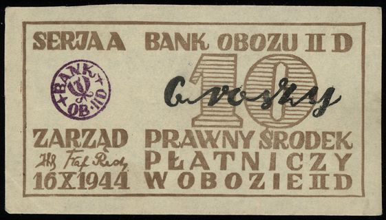 10 i 50 groszy oraz 1 piast, 16.10.1944, wszystk