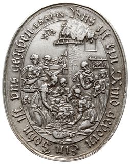 owalny medal autorstwa Sebastiana Dadlera z 1626 roku wybity dla uczczenia narodzenia Jezusa Chrystusa,  Aw: Scena narodzin Jezusa, wokoło frakturą UNS IST EIN KIND GEBORN EIN SOHN IST VNS GEGEBEN  oraz ESAI IX, Rw: W ozdobnym kartuszu frakturą HERR JESU CHRIST MEIN SCHATZ DU BIST IM LEBN  VND TOD MEIN STARCKER GOTT, niżej data 1626 i sygnatura S-D, Maue 104, Więcek 30,  srebro 46x36 mm, 18.18 g, pięknie zachowany