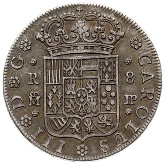 8 reali 1762 JP, Madryt, Dav. 1699, Cayon 11904, srebro 26.64 g, rzadkie, patyna