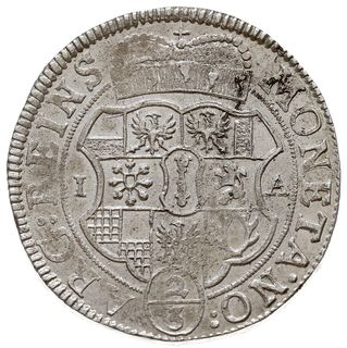 2/3 talara 1676 IA, Halberstadt (Regenstein), odmiana z popiersiem w zbroi, Dav. 268, v.Schr. 361, Neumann 11.61d, srebro 18.88 g, rzadsza odmiana popiersia, pięknie zachowany