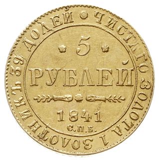 5 rubli 1841 СПБ АЧ, Petersburg, Bitkin 18, Fr. 155, złoto 6.51 g, minimalna wada stempla, ładnie zachowane