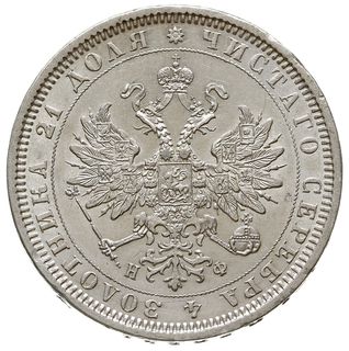 rubel 1878 СПБ НФ, Petersburg, Bitkin 92, Adrianov 1878, bardzo ładnie zachowany z dużym blaskiem menniczym