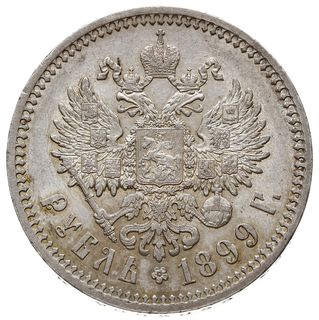 rubel 1899 (Ф•З), Petersburg, głowa cara starszego typu, Bitkin 47, Kazakov 161, ładnie zachowany z widocznym blaskiem menniczym