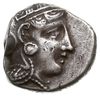 tetradrachma ok. 350-300 pne, Aw: Głowa Ateny w hełmie w prawo, Rw: Sowa w prawo, za nią gałązka o..
