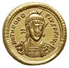 solidus 408-420, Konstantynopol, Aw: Popiersie cesarza na wprost z włócznią i tarczą, D N THEODOSI..