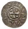 denar przed 1048 r., Aw: Krzyż prosty z kulkami w kątach, wokół napis HIADMERVZ, Rw: Trójlistny sp..