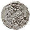 denar z lat 1157-1166, Aw: Popiersie z mieczen na wprost, Rw: Trzej bracia siedzący za stołem, sre..