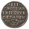 trojak 1537, Gdańsk, odmiana z końcówką napisu GEDANEN, Iger G.37.2.e (R1), CNG 71.I.b, rysa na  p..
