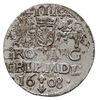 trojak 1608, Wilno, Iger V.08.1.a/-, na rewersie krzyżyki przy III, bardzo rzadki typ monety z her..