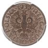 1 grosz 1933, Warszawa, Parchimowicz 101h, moneta w pudełku PCGS MS64RB, piękny z naturalnym  kolo..
