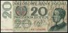 20 złotych 2.01.1965, seria KH, numeracja 1204395, niewprowadzony do obiegu banknot projektu Andrz..