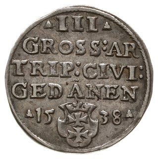 trojak 1538, Gdańsk, na awersie końcówka napisu PRVS