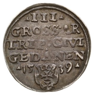 trojak 1539, Gdańsk, na awersie końcówka napisu PRVSS