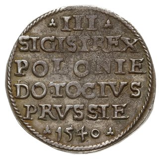 trojak 1540, Elbląg, na awersie końcówka napisu 