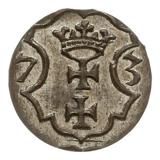 denar 1573, Gdańsk, kartusz tarczy herbowej z 12 łukami