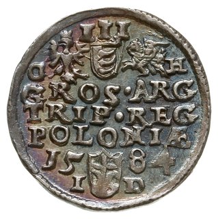 trojak 1584, Olkusz, odmiana z literami G-H obok Orła i Pogoni (inicjały mincerza Georga Hose)