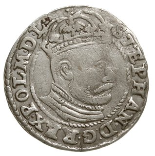grosz 1582, Olkusz, Aw: Głowa króla w prawo, w k