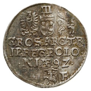 trojak 1592, Olkusz, mała głowa króla i skrócona data 9Z na rewersie