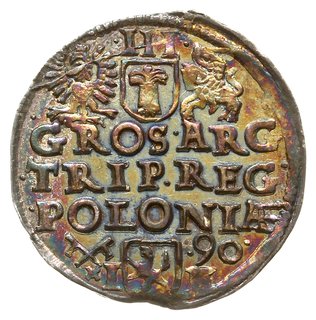 trojak 1590, Poznań, na rewersie końcówka POLONIÆ