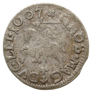 grosz 1607, Wilno, odmiana bez obwódek, herb Bogoria bez tarczy