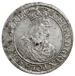 ort 1660, Gdańsk, popiersie króla z rękawem; CNG