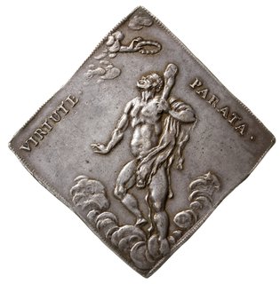 klipa talara strzeleckiego 1697, Drezno, Aw: Monogram, Rw: Herkules i napis VIRTUTE PARATA