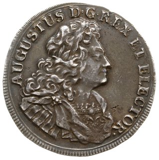 2/3 talara (gulden) 1708, Drezno, Aw: Popiersie króla, Rw: Monogram króla i napis MONETA SAXONICA
