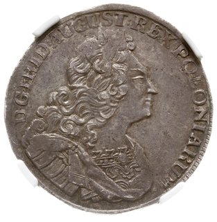 2/3 talara (gulden) 1722, Drezno, Aw: Popiersie króla, Rw: Tarcze herbowe i napis wokoło