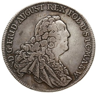 talar 1763, Drezno, Aw: Popiersie w prawo i napis wokoło, Rw: Tarcza herbowa, poniżej FWoF i napis  wokoło