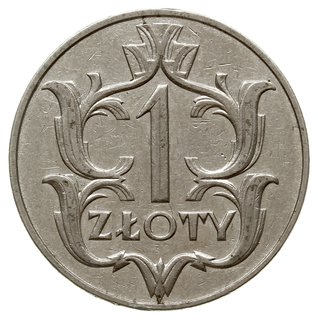 1 złoty 1929, Warszawa, moneta bez znaku mennicy Kościesza”, opisana w PN 1999 (3/4) str. 47,  Kop. 2880 R*