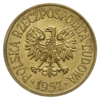 50 groszy 1957, Warszawa, na rewersie wklęsły napis PRÓBA