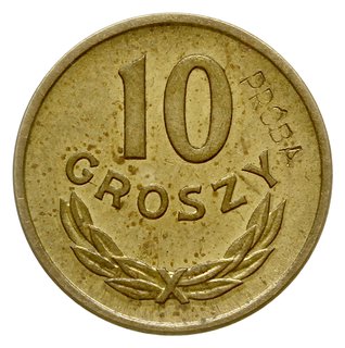 10 groszy 1949, Warszawa, na rewersie wklęsły napis PRÓBA