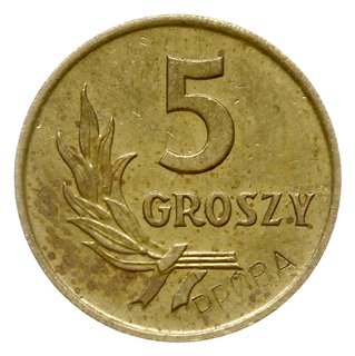 5 groszy 1958, Warszawa, na rewersie wklęsły napis PRÓBA