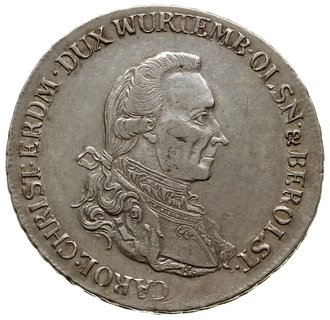 talar 1785 B, Wrocław, Aw: Popiersie z literą K u dołu i napis wokoło, Rw: Tarcza herbowa i napis wokoło