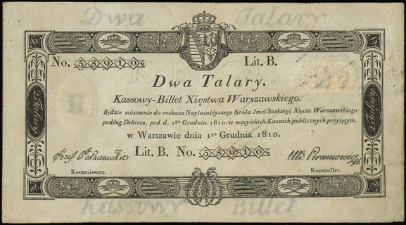 2 talary 1.12.1810; podpis komisarza Józef Jarac