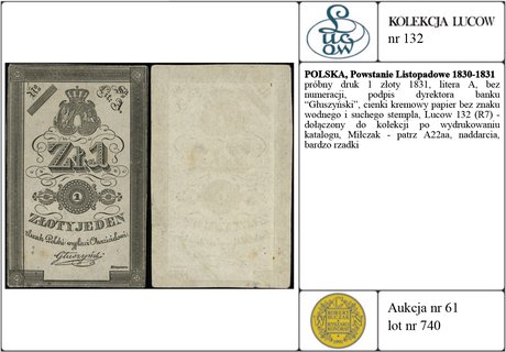 próbny druk 1 złoty 1831