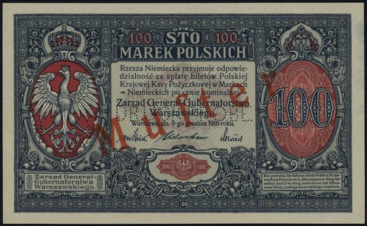 100 marek polskich 9.12.1916; Generał, bez oznac