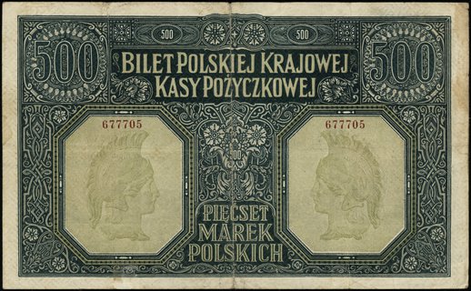 500 marek polskich 15.01.1919; numeracja 677705;
