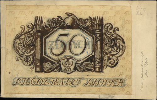 projekt do banknotu 50 złotych 1931 r.