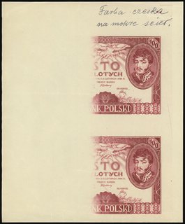 próba stalorytniczego druku kolorystycznego strony głównej banknotu 100 złotych 9.11.1934