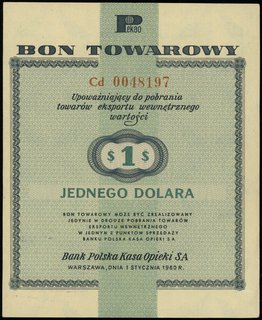 bon towarowy 1 dolar 1.01.1960
