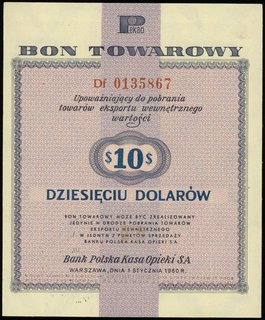 bon towarowy 10 dolarów 1.01.1960