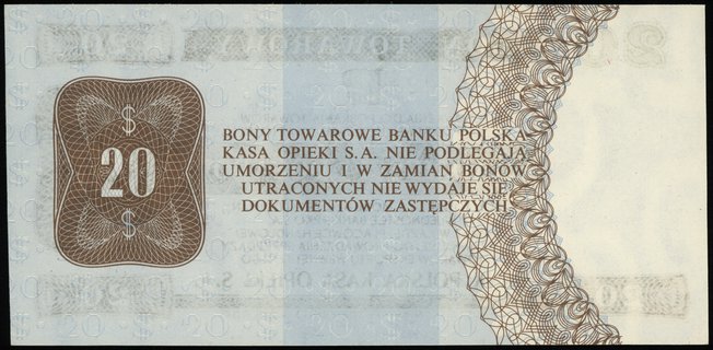bon towarowy 20 dolarów 1.10.1979