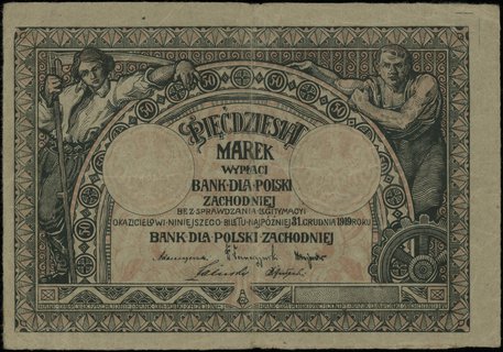Bank dla Polski Zachodniej; 50 marek, ważne do 3