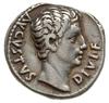 denar ok. 15-13 pne, Lugdunum; Aw: Głowa Augusta