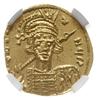 solidus 674-681, Konstantynopol; Aw: Popiersie cesarza w hełmie z pióropuszem na wprost, trzymając..