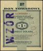 wzór bonu towarowego 1 dolar 1.01.1960; granatowo-fioletowy stempel WZÓR i perforacja WZÓR, seria ..