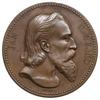 Jan Matejko - medal 1875, autorstwa Barre’a, upamiętniający działalność artysty, Av: Popiersie w p..