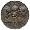 medal PAMIĘCI POLEGŁYCH W SZARŻY KAWALERII POD ROKITNĄ 1915, autorstwa Jana Raszki, Aw: Popiersia ..