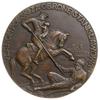 medal na pamiątkę obrony Stanisławowa autorstwa St. Popławskiego 1917, Aw: Aw: Ułan na koniu celuj..